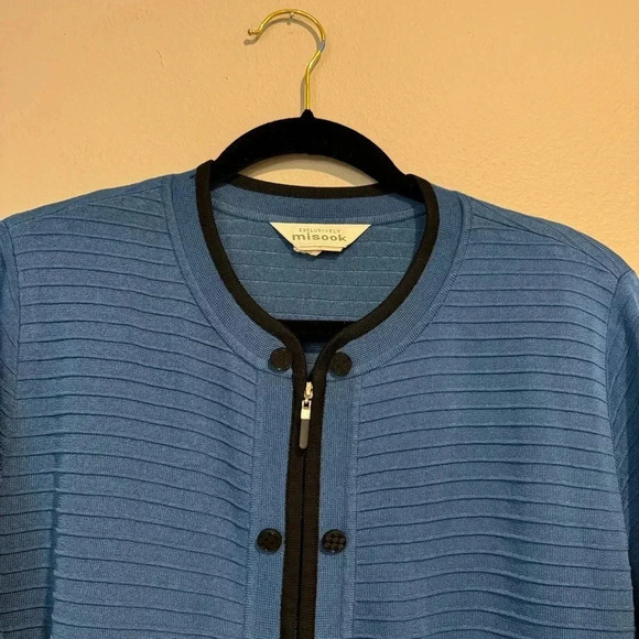 Misook Zip Up Cardigan Sweater Textured Padded Career Office XL - Picture 3 of 7